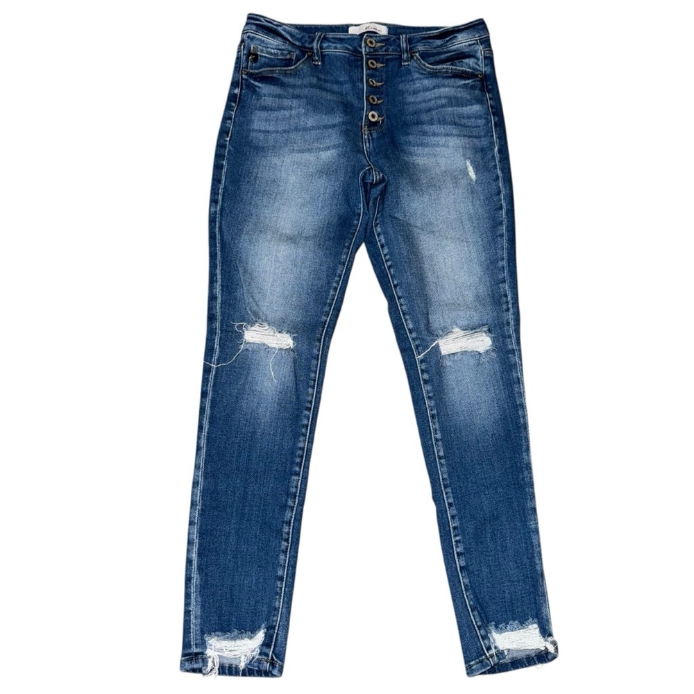KanCan NWOT Button Fly Skinny Jeans 13/30 Distressed Stretch Denim